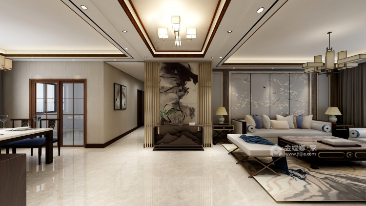 黑胡桃木色为主调的沉稳大气新中式-卧室效果图及设计说明