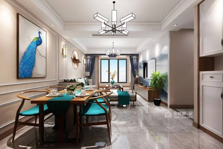 古典优雅与简约大气之美--胡桃色碰上新中式-餐厅效果图及设计说明