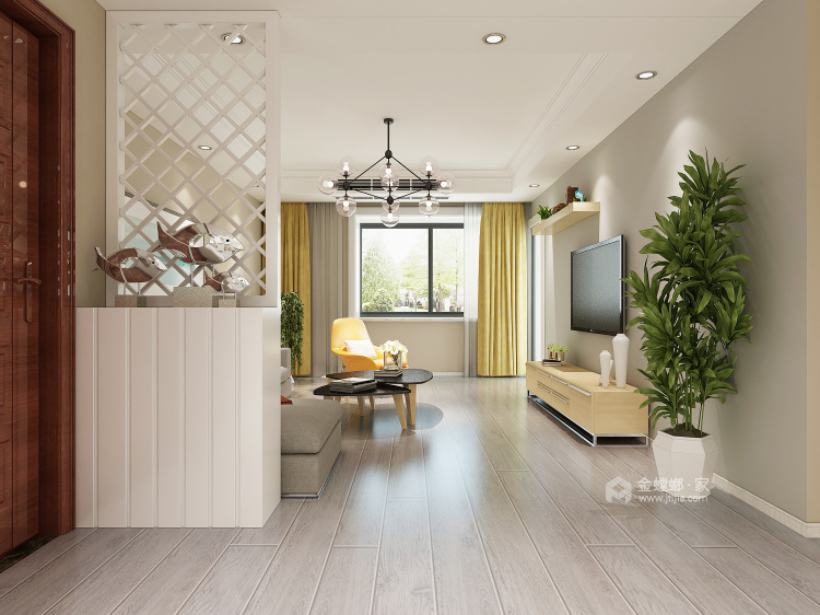 现代轻奢大三居 精装房软装彰显品质-客厅效果图及设计说明