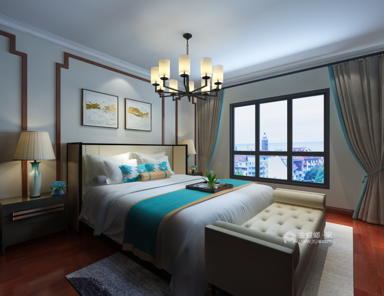 168平质感新中式 背景框入山林美景-卧室效果图及设计说明
