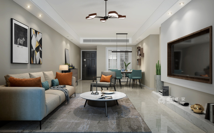 五口居家的现代风，舒适度才最重要-客厅效果图及设计说明