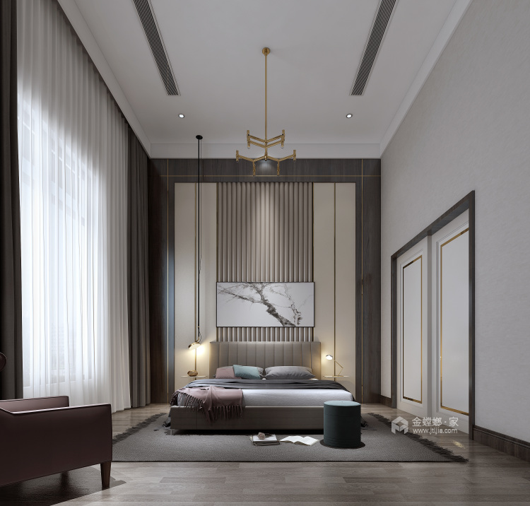 现代典雅的设计之家-温暖和宁静-卧室效果图及设计说明