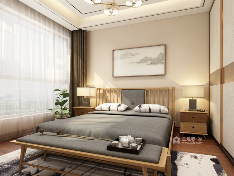 140㎡现代三居，经典暖色调-卧室效果图及设计说明