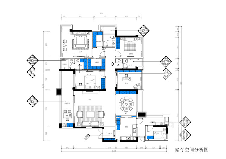 232㎡雅致新中式风三居室，耐看不过时！-平面设计图及设计说明