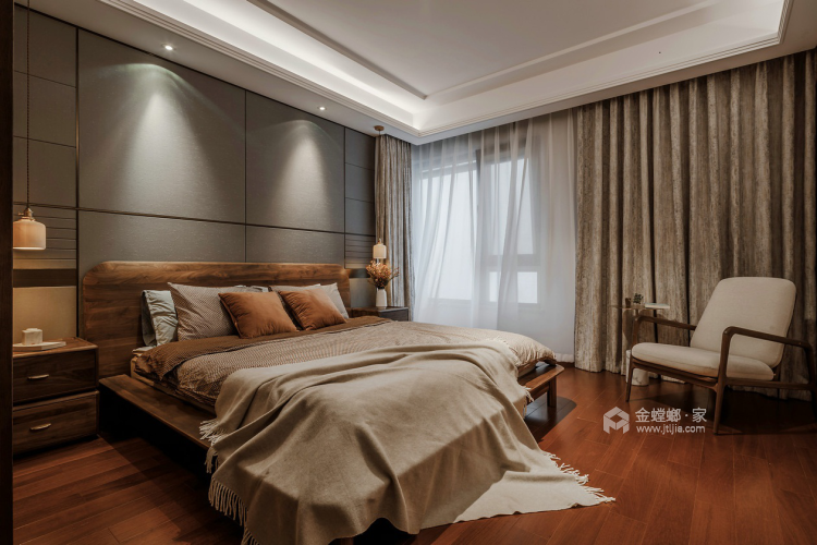 120平新中式装修，稳重与儒雅营造大方空间感-卧室效果图及设计说明