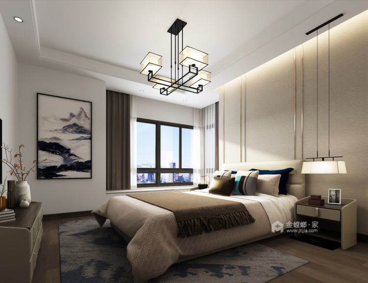 石湖华城新中式180㎡装修精美图-卧室效果图及设计说明