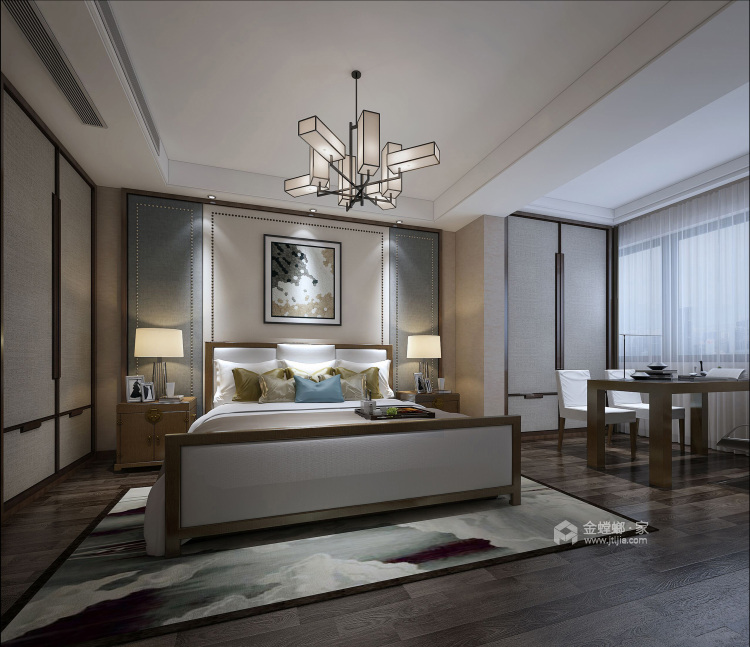 140平新中式装修，浓浓的中国风，很有韵味-卧室效果图及设计说明