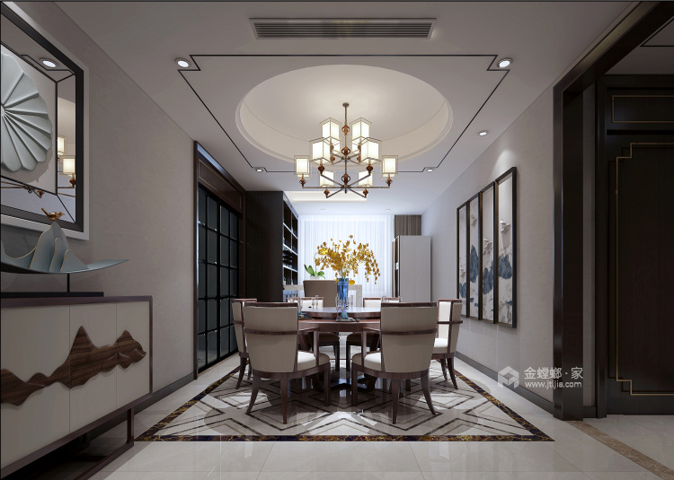 140平新中式装修，浓浓的中国风，很有韵味-餐厅效果图及设计说明