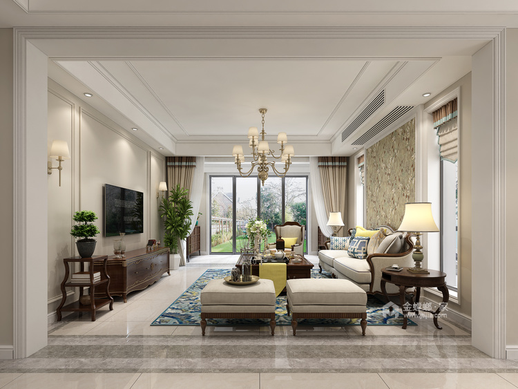 260平欧式装修，客厅和卧室明亮又舒适-客厅效果图及设计说明