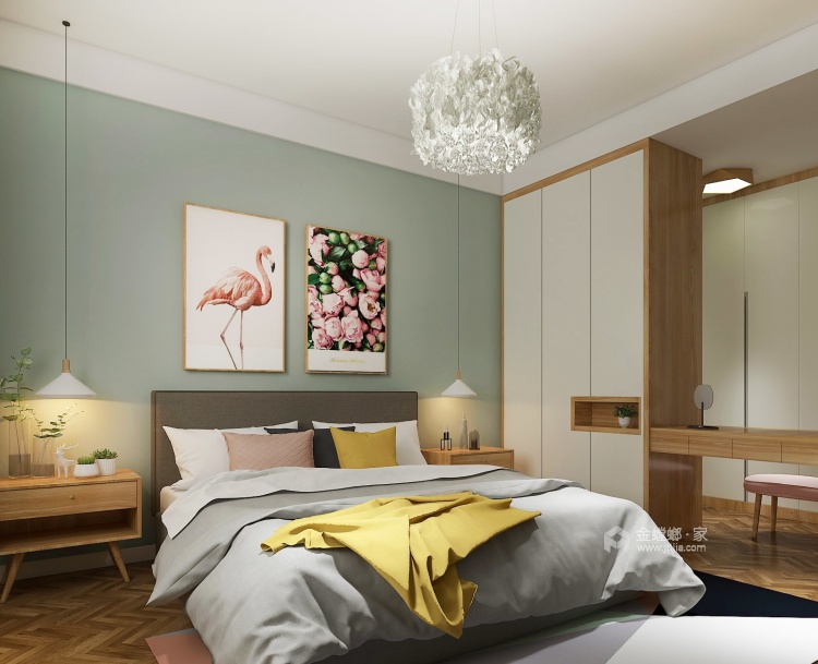 130平时尚北欧风，ins流行的装修-卧室效果图及设计说明