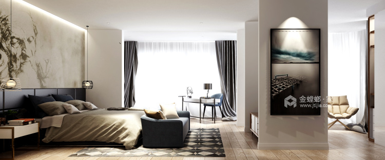 250㎡现代风豪宅，宽敞明亮，通透大气-卧室效果图及设计说明