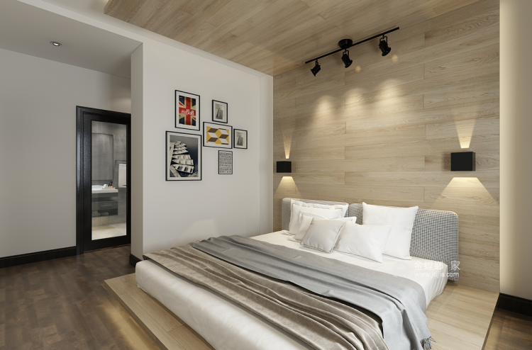 98平米现代黑白灰，勾勒简约气质-卧室效果图及设计说明