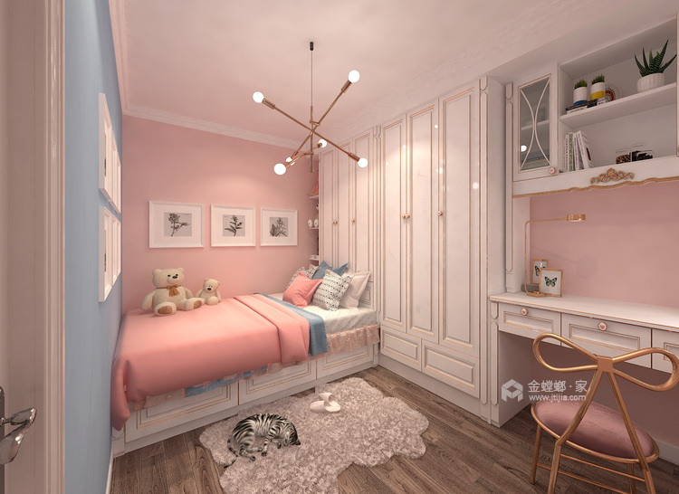 功能和实用兼具的85㎡小户型美式-卧室效果图及设计说明