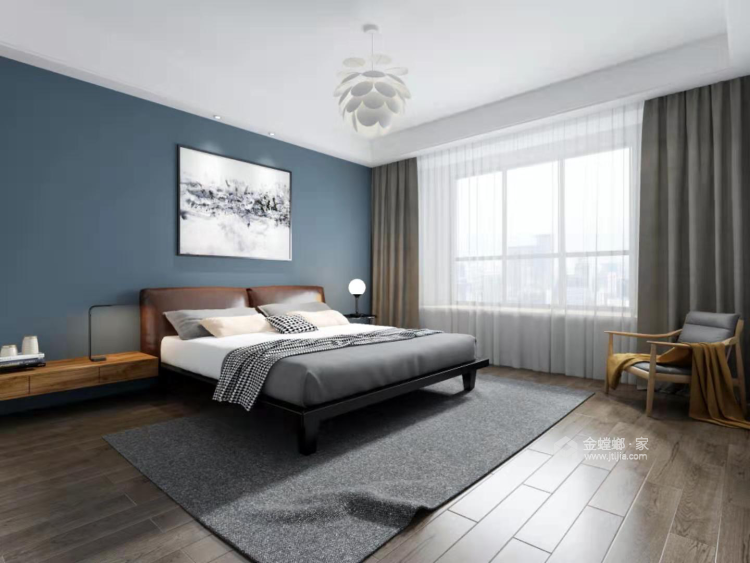 经典的北欧风白灰主调-卧室效果图及设计说明