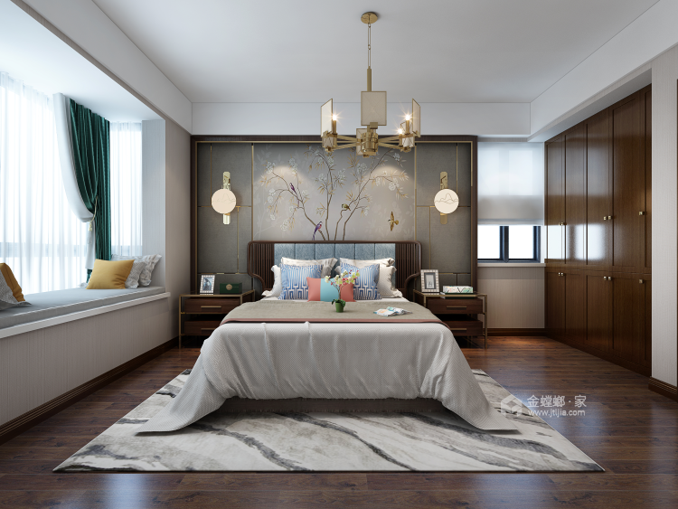 典雅与现代创新相结合的新中式-卧室效果图及设计说明