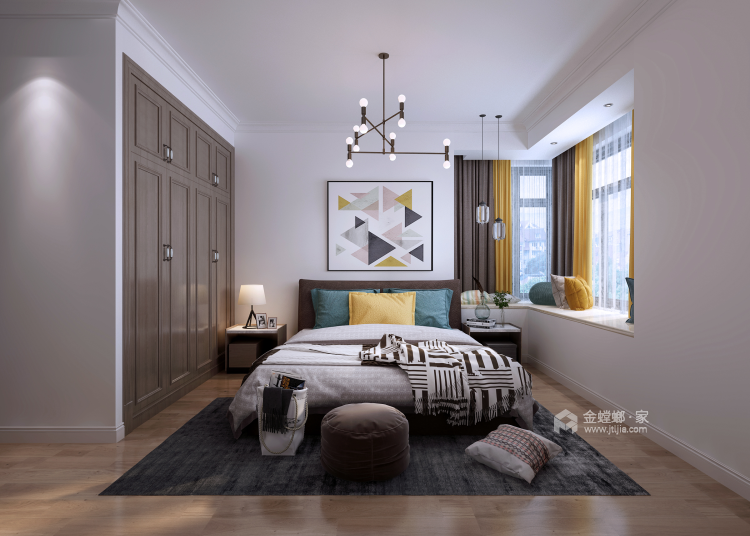 宽敞明亮氛围简单的温馨小屋-卧室效果图及设计说明