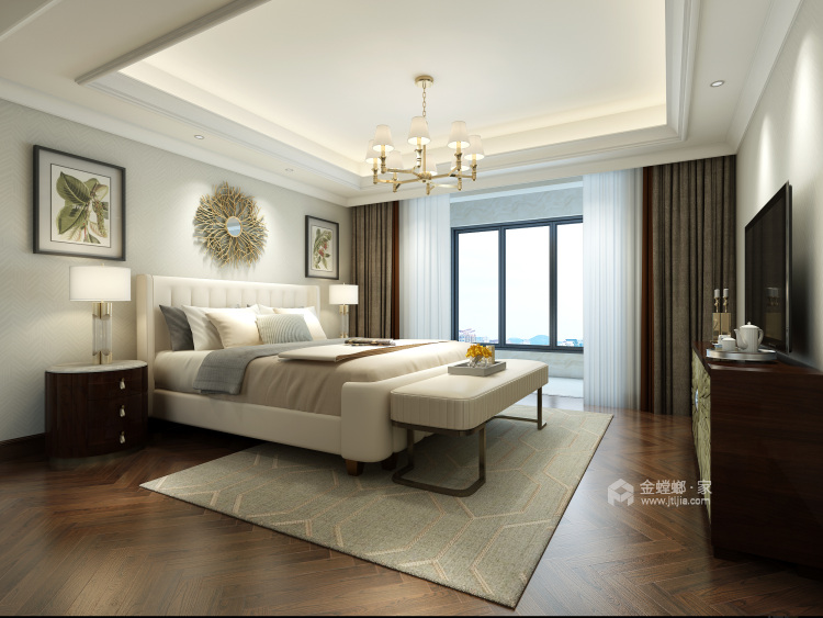 米色系美式风的家-卧室效果图及设计说明