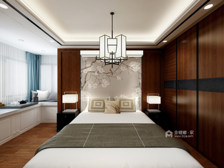 雨润广场208㎡新中式设计图-卧室效果图及设计说明