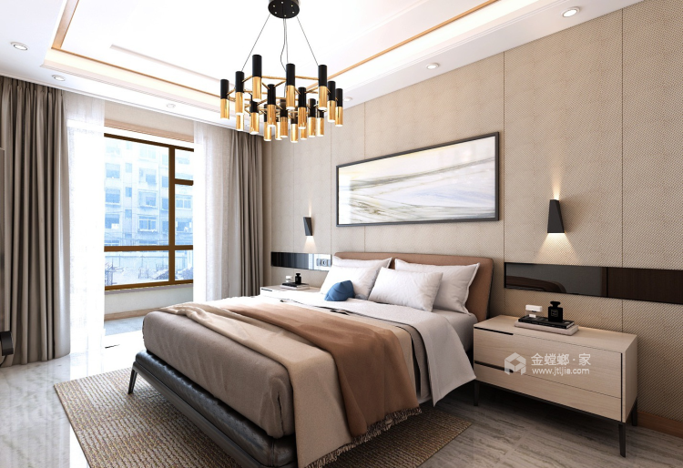 悦龙湾140㎡现代简约风-卧室效果图及设计说明