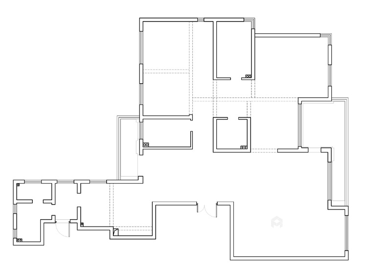 开方式厨房+吧台，延伸整体视觉空间-业主需求&原始结构图