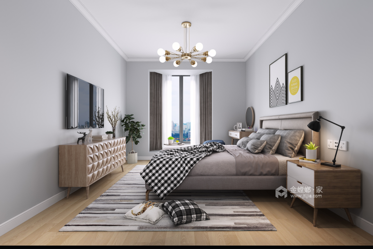 106㎡三室，打造成北欧风，颜值特别高-卧室效果图及设计说明
