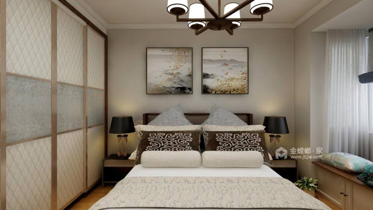 118㎡轻奢新中式，客厅古香古色有韵味-卧室效果图及设计说明