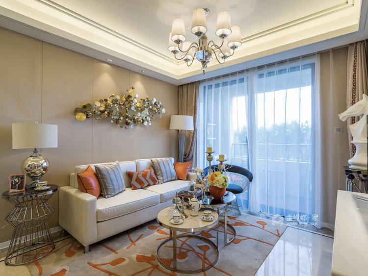 橙色优雅基调，热烈又活力-客厅效果图及设计说明