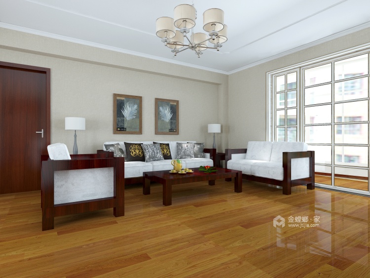 红木家具配欧式风格，中西结合-客厅效果图及设计说明