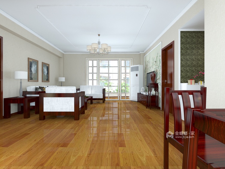 红木家具配欧式风格，中西结合-客厅效果图及设计说明