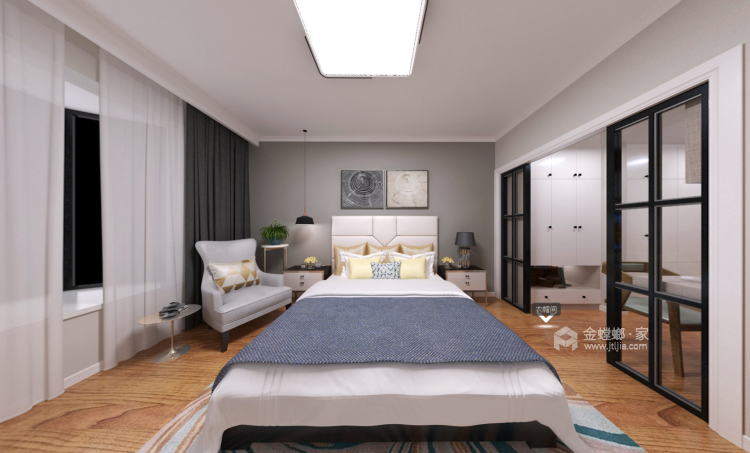 冷色调的家-卧室效果图及设计说明