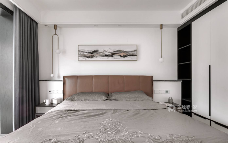 黑白灰时尚简练的家-卧室效果图及设计说明
