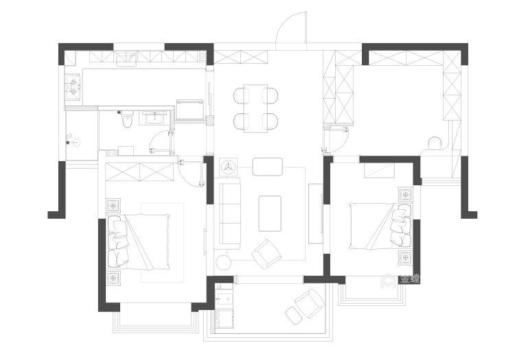 黑白灰时尚简练的家-平面设计图及设计说明