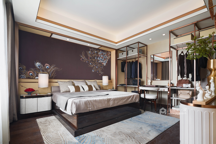 橡树湾140㎡现代风格精美图-卧室效果图及设计说明