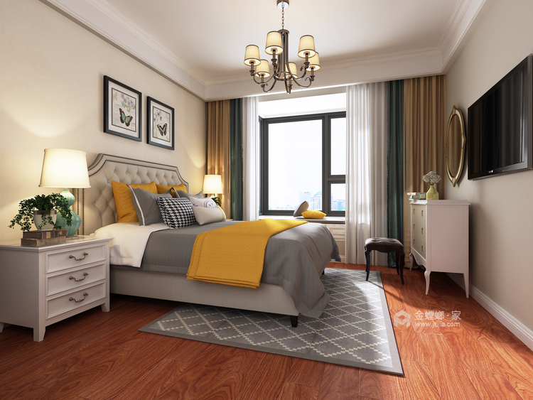 132㎡美式风格家居彰显贵族气息-卧室效果图及设计说明