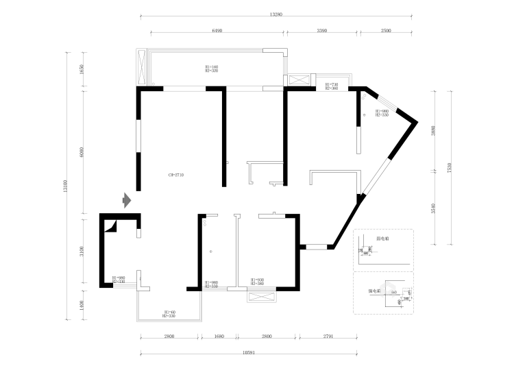 翠铂湾152㎡欧式装修风格设计图-业主需求&原始结构图