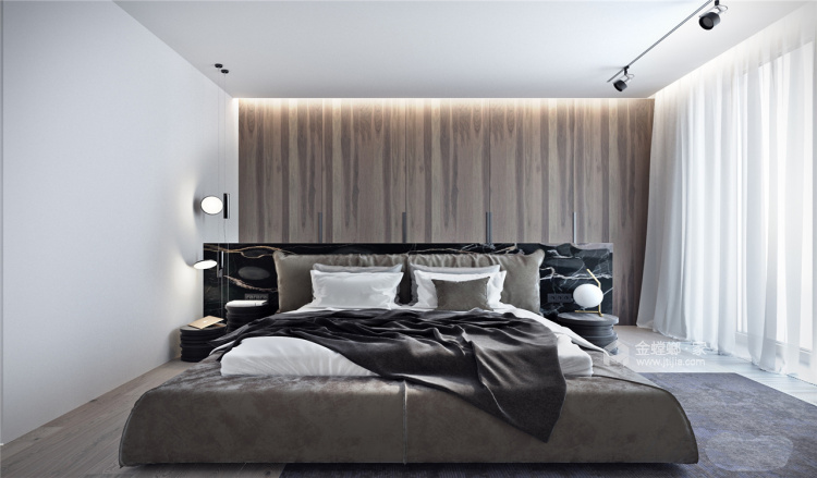 130㎡现代风格的高级灰经典搭配-卧室效果图及设计说明