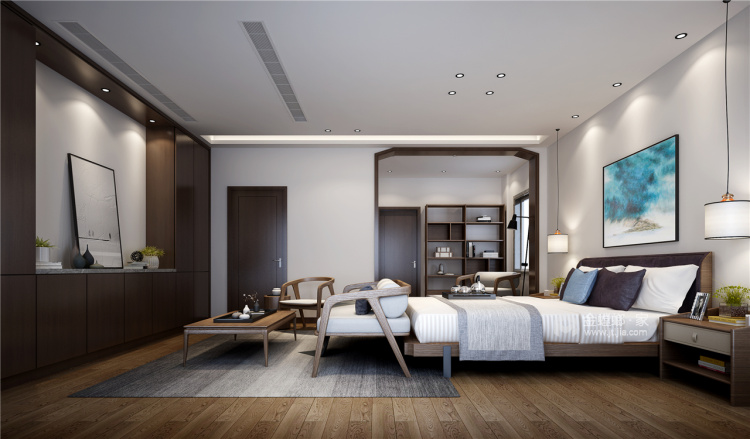 308㎡别墅化繁为简的现代风-卧室效果图及设计说明