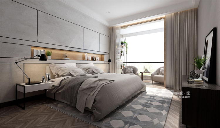 现代风的灰色格调，为生活增添情调-卧室效果图及设计说明