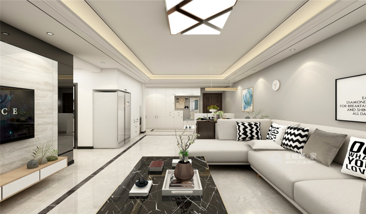 原木色110㎡三室，暖阳下的大三居-客厅效果图及设计说明