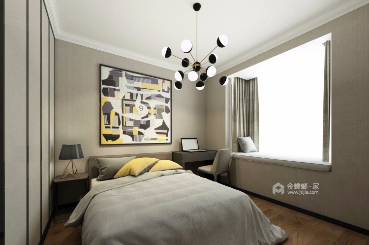 色彩简洁、素静，诠释精致生活-卧室效果图及设计说明
