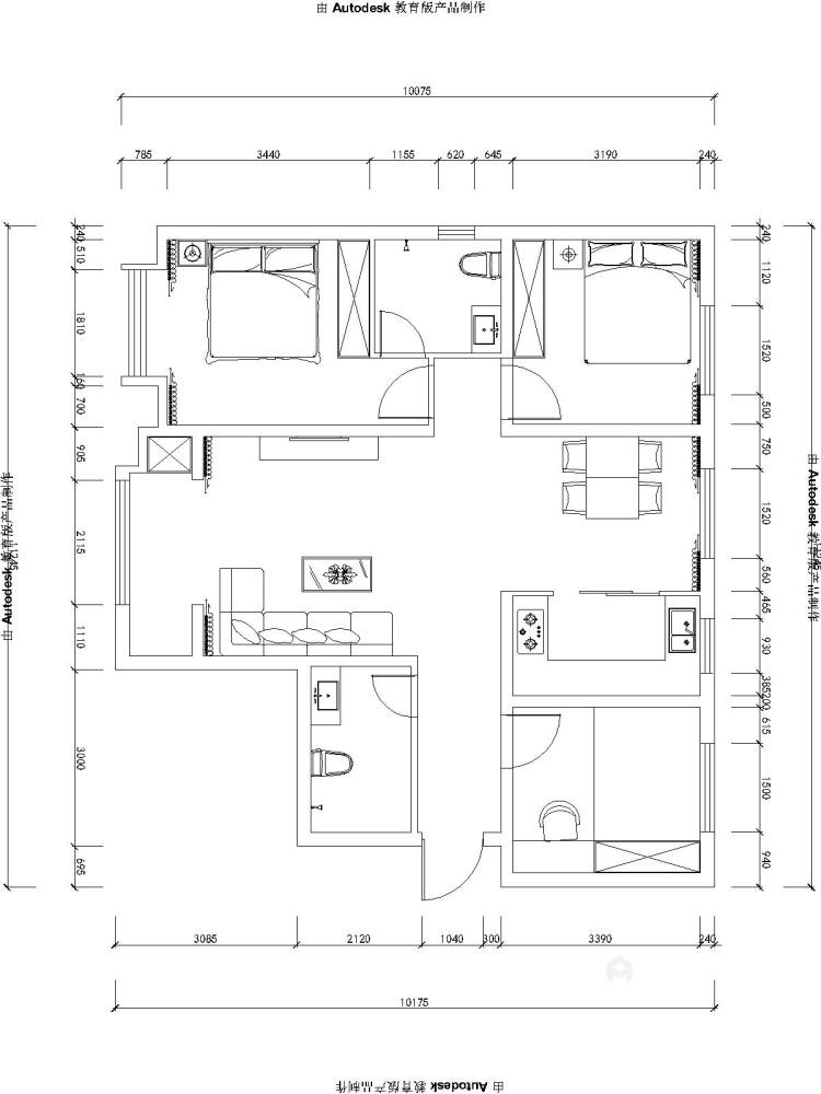 104平米北欧年轻夫妻婚房，胡桃木和原木完美结合-平面设计图及设计说明