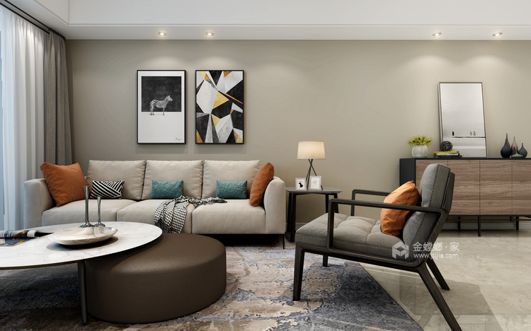 三代同堂120平的舒适之家-客厅效果图及设计说明