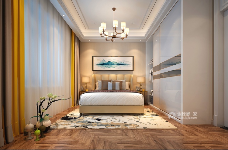 125平三室两厅两卫现代风格设计-卧室效果图及设计说明