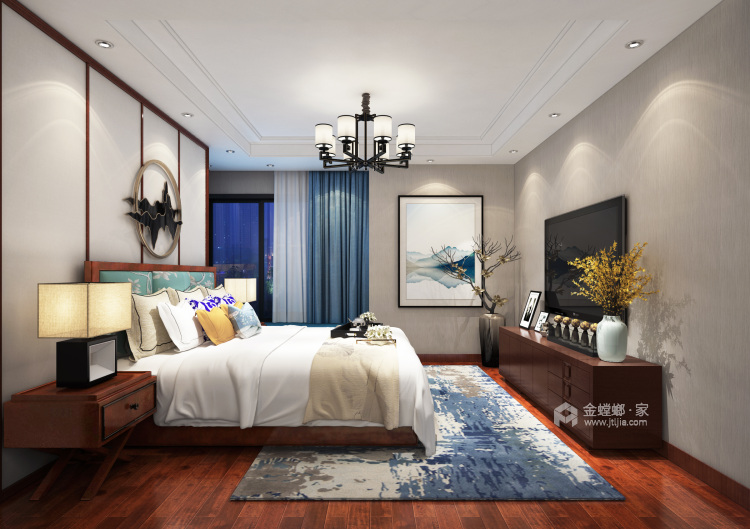 沉稳大气极具东方韵味的中式风格-卧室效果图及设计说明