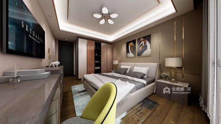 清爽与众不同的美式-卧室效果图及设计说明
