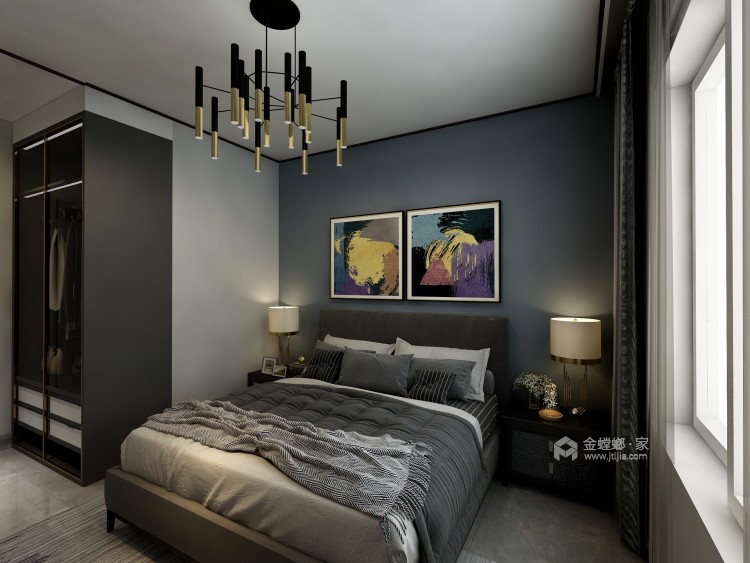 黑白灰永远是运用色彩的经典，没错了-卧室效果图及设计说明