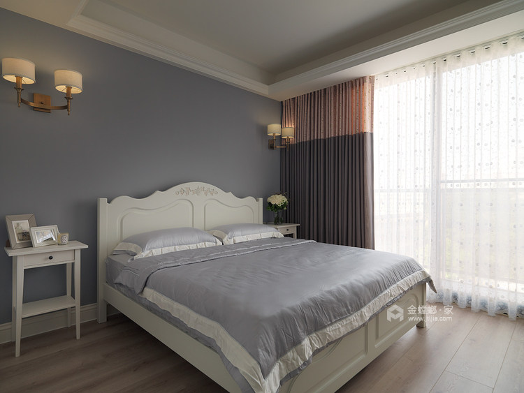 115平浅蓝色自然系美式混搭美家-卧室效果图及设计说明