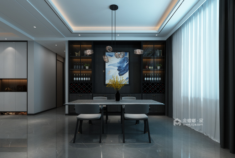 165平现代风，巧用灯光营造心灵港湾-餐厅效果图及设计说明