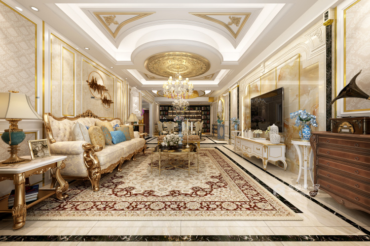 典雅欧式暖宅，带你体验人间奢华-客厅效果图及设计说明