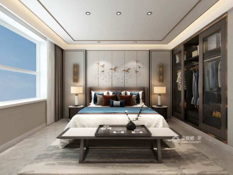 165平轻奢新中式，中式与年轻时尚的融合-卧室效果图及设计说明